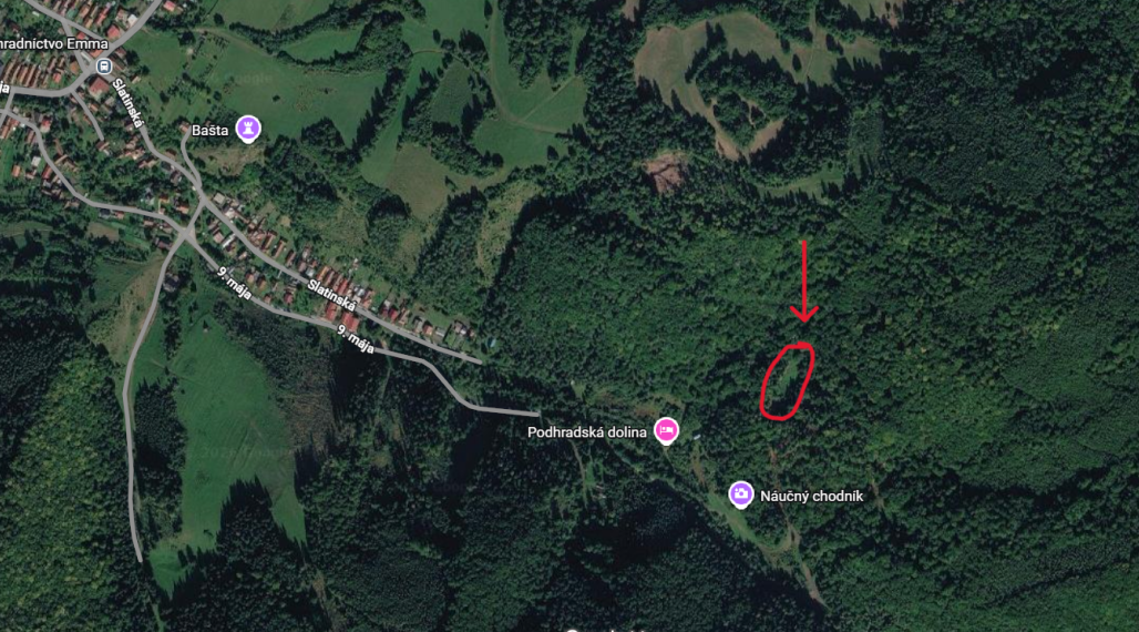 Predaj, pozemok-lúka, uprostred lesa, Podhradie, okr. Martin, 1763m2