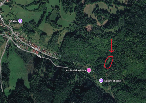 Predaj, pozemok-lúka, uprostred lesa, Podhradie, okr. Martin, 1763m2